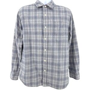 Grayers Flannel Button Up Mens L Long Sleeve Blue Plaid Lined Cotton Shirt